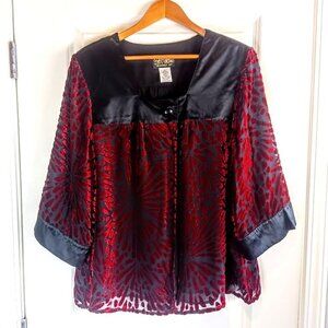 Vintage Bob Mackie Black Red Velvet Silk Jacket